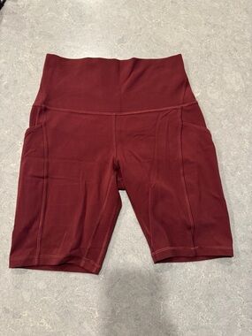 Lululemon High-Waist Bike Shorts in Deep Burgundy